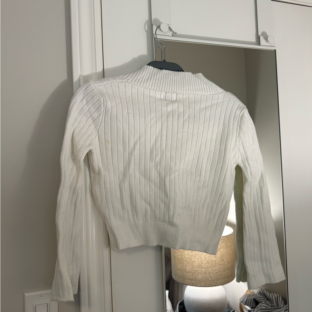 Princess Polly Cream Ribbed Knit Cardigan - Picture 3 of 3